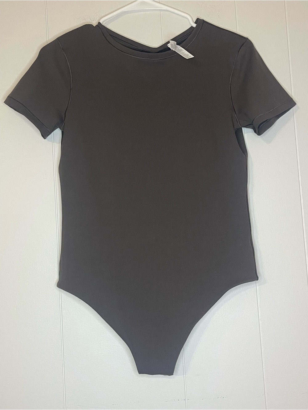 Athleta Womens Short-Sleeve One-Piece Thong Bodysuit in Brown